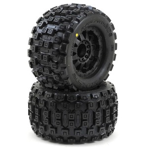 하비몬[#AP10127-13] [2세트 반대분] Badlands 3.8&quot; Tire w/F-11 17mm 1/2&quot; Offset MT Wheel (Black) (M2) (크기 176 x 94mm)[상품코드]PRO-LINE RACING