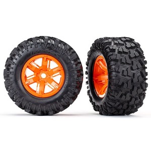 하비몬[#AX7772T] [2개입] X-Maxx Pre-Mounted Tires &amp; Wheels (Orange)[상품코드]TRAXXAS