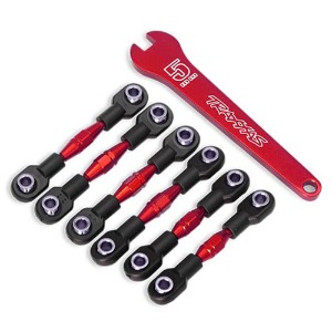 하비몬[#AX8341R] Turnbuckles, Aluminum (Red-Anodized), Camber Links, 32mm (Front) (2)/ Camber Links, 28mm (Rear) (2)/ Toe Links, 34mm (2)/ Aluminum Wrench[상품코드]TRAXXAS