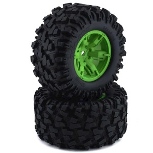 하비몬[#AX7772G] [2개입] X-Maxx Pre-Mounted Tires &amp; Wheels (Green)[상품코드]TRAXXAS